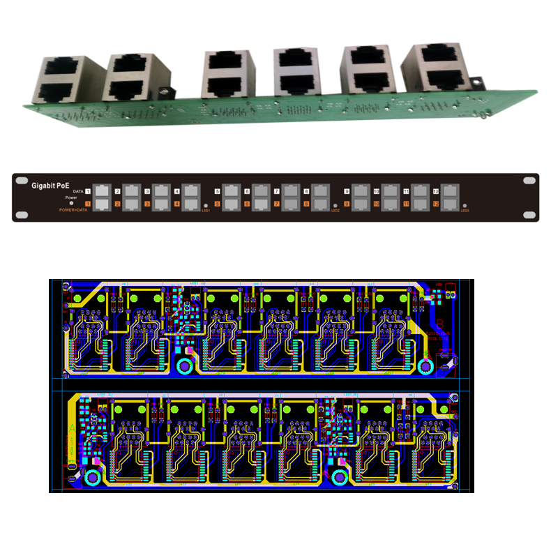 POE Injector PCBA -12 Ports